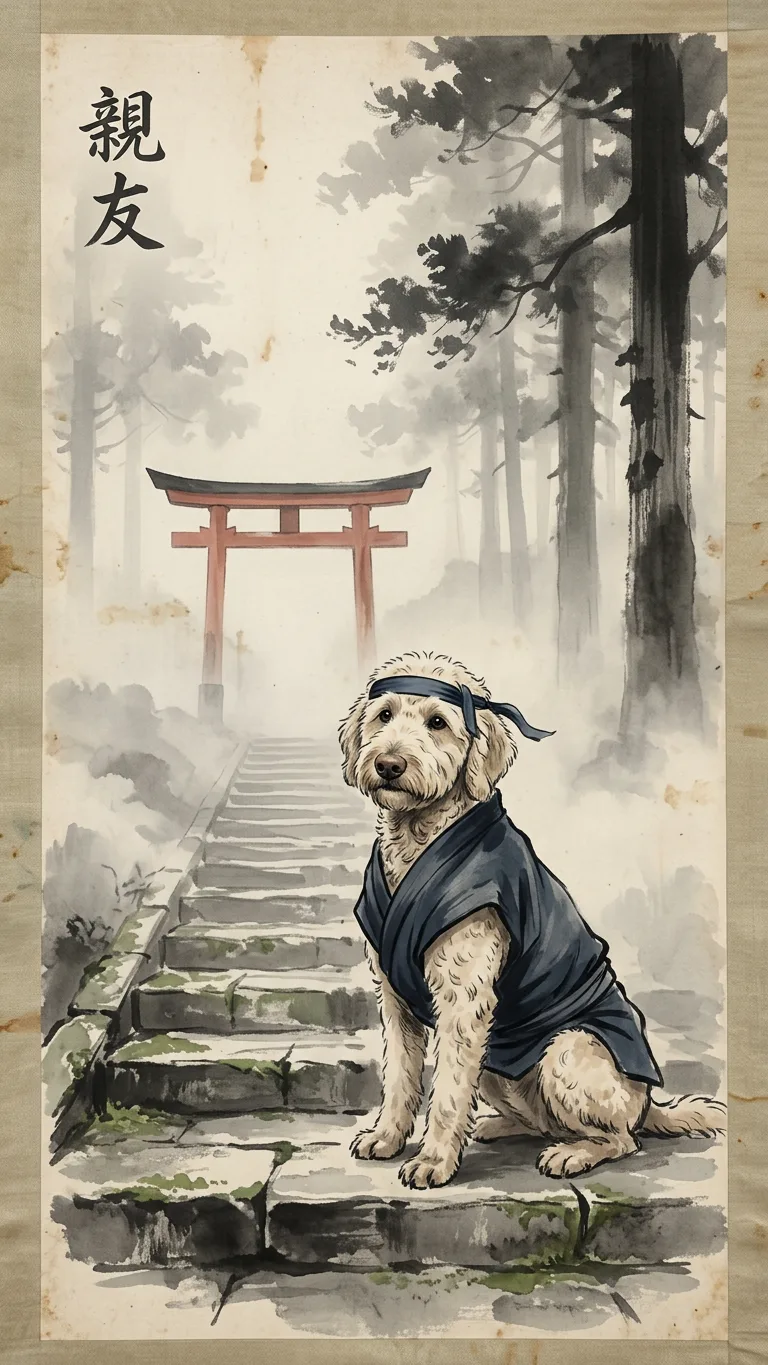Custom pet portrait as ninja warrior