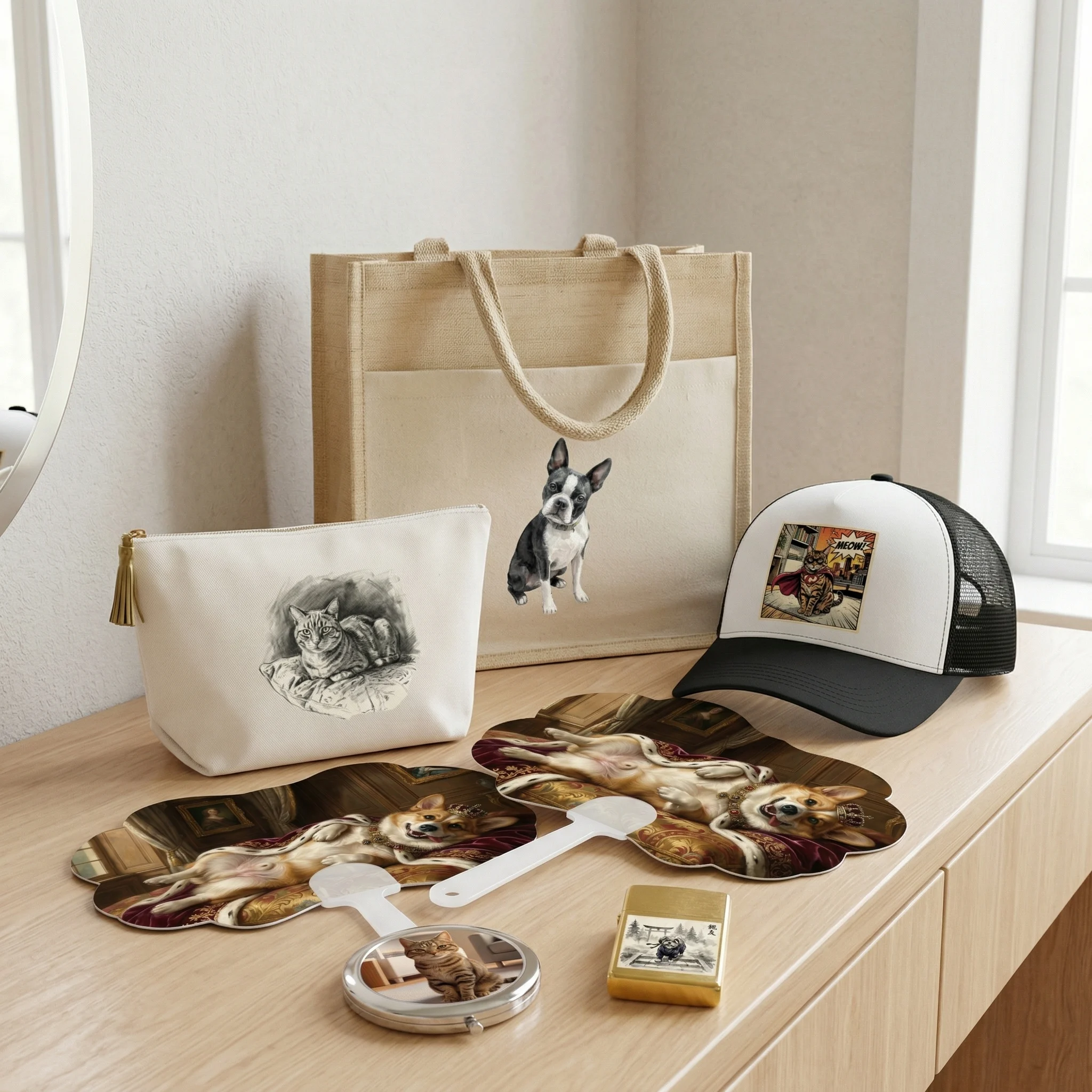 Custom pet portrait on stationery and gifts